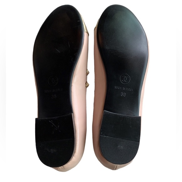 🆕Chanel Style Light Pink /Gold Leather Camellia Studded Ballet Flats🆕 - Picture 11 of 11